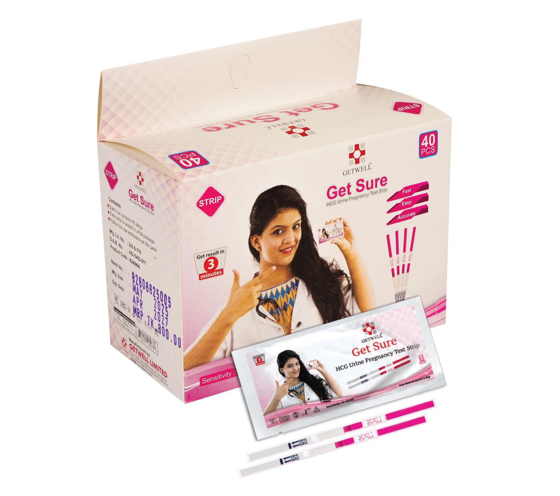 Get Sure HCG Pregnancy Test Strip  (40 PCS/Pack)