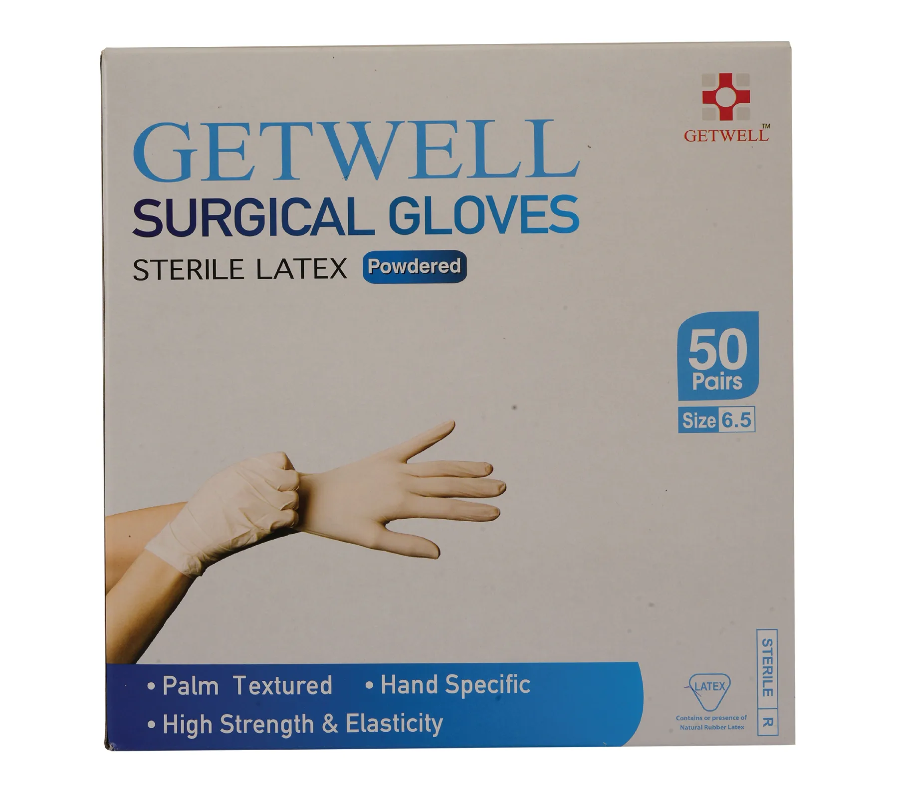 Getwell Surgical Gloves Powerdered-6.5 Inch-50pair